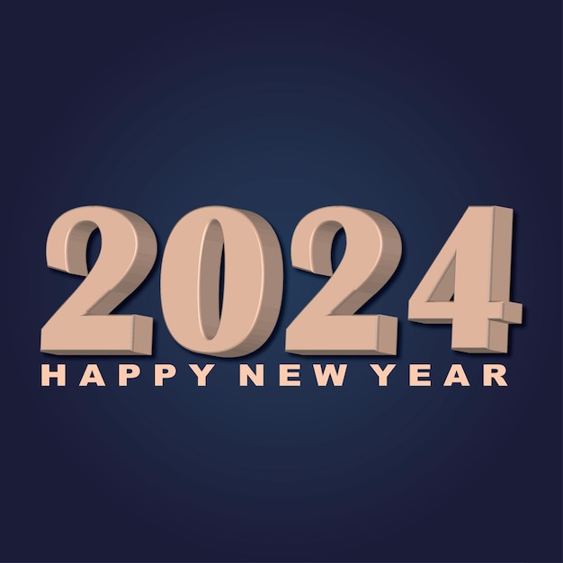 Happy new year 2024 3d modern minimal background design