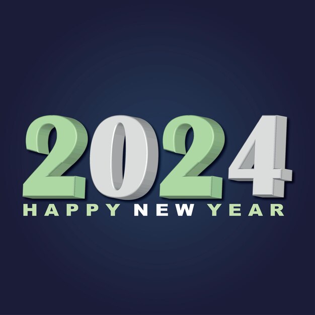 Happy new year 2024 3d modern minimal background design