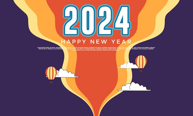 С Новым годом 2024 баннер дизайн логотипа иллюстрация Творческий и красочный вектор нового года 2024