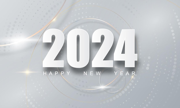 Happy new year 2024 beautiful font design vector illustration