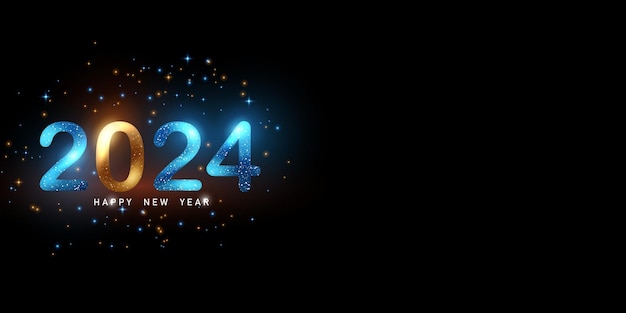 新年あけましておめでとうございます 2024年 美しいフォントデザイン ベクトルイラスト
