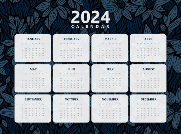 Happy new year 2024 calendar design template