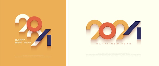 Happy new year 2024 classic with retro colorful colors Premium design 2024 for calendar poster template or poster design