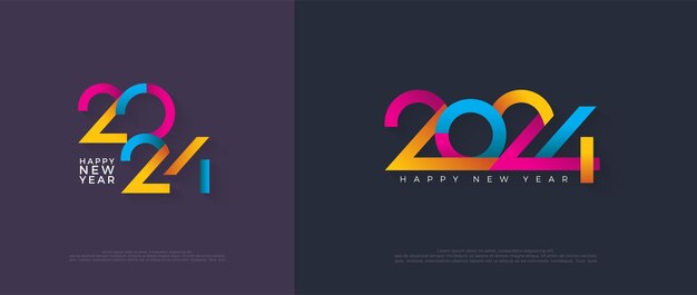 Happy new year 2024 colorful concept The premium design is taken with a modern and elegant theme Premium unique design with a luxurious feel