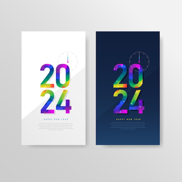 Vector happy new year 2024 colorful gradient design