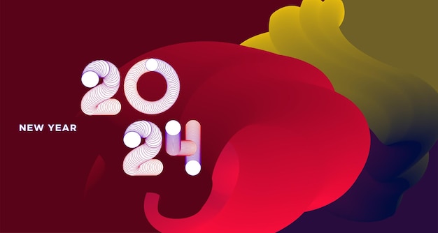 Happy New Year 2024 Colorful Greeting Card Banner for Social Media Vector Abstract Fluid Background Design