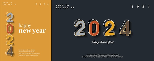 Vector happy new year 2024 colorful minimalist card premium background for banners posters or calendar