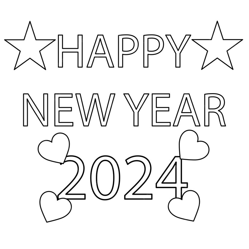 Premium Vector Happy new year 2024 coloring pages