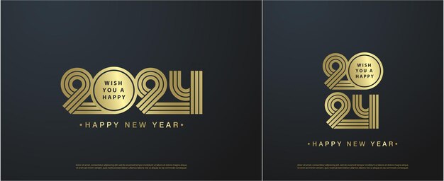 Вектор Счастливого нового года 2024 концепция счастливый новый год роскошный золотой номер векторный иллюстрационный фон