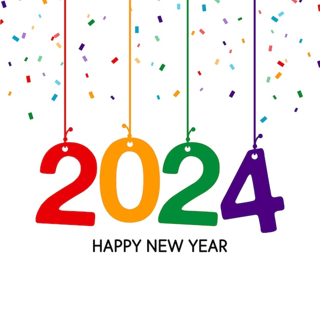 Happy new year 2024 design Colorful premium vector design for poster banner greeting and new year