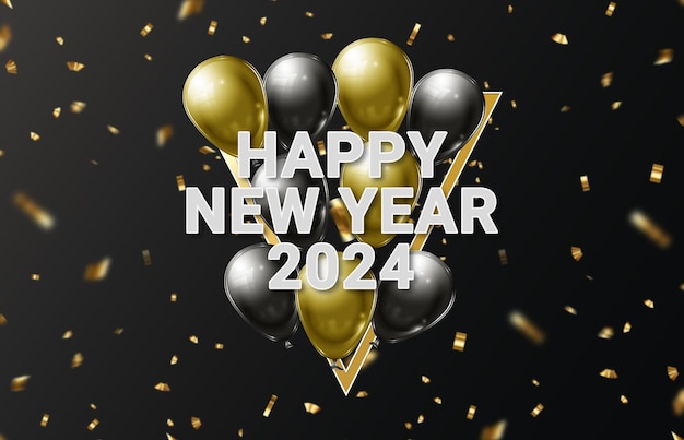 Happy new year 2024 design With an illustration of paper numbers on red background Simple design