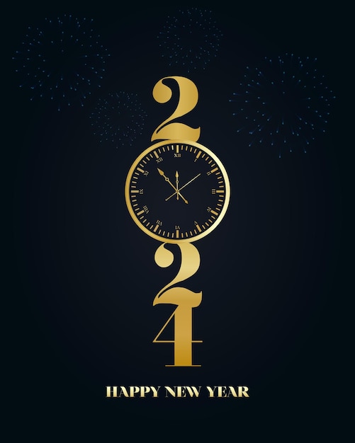 Happy new year 2024 design With an illustration of paper numbers on red background Simple design