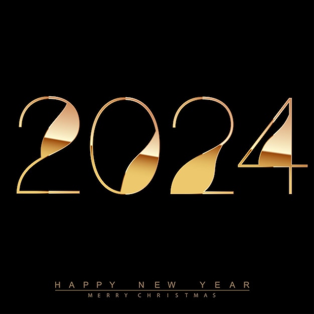 Vettore happy new year 2024 design con numeri unici premium vector design per poster banner saluto e celebrazione del nuovo anno 2024 illustrazione vettoriale