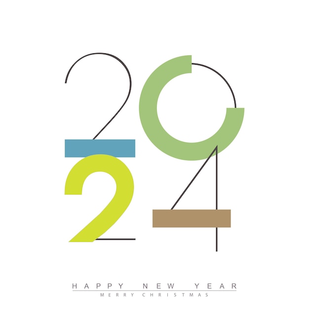 Happy new year 2024 design con numeri unici design vettoriale premium per manifesto di auguri e celebrazione del nuovo anno 2024 vector