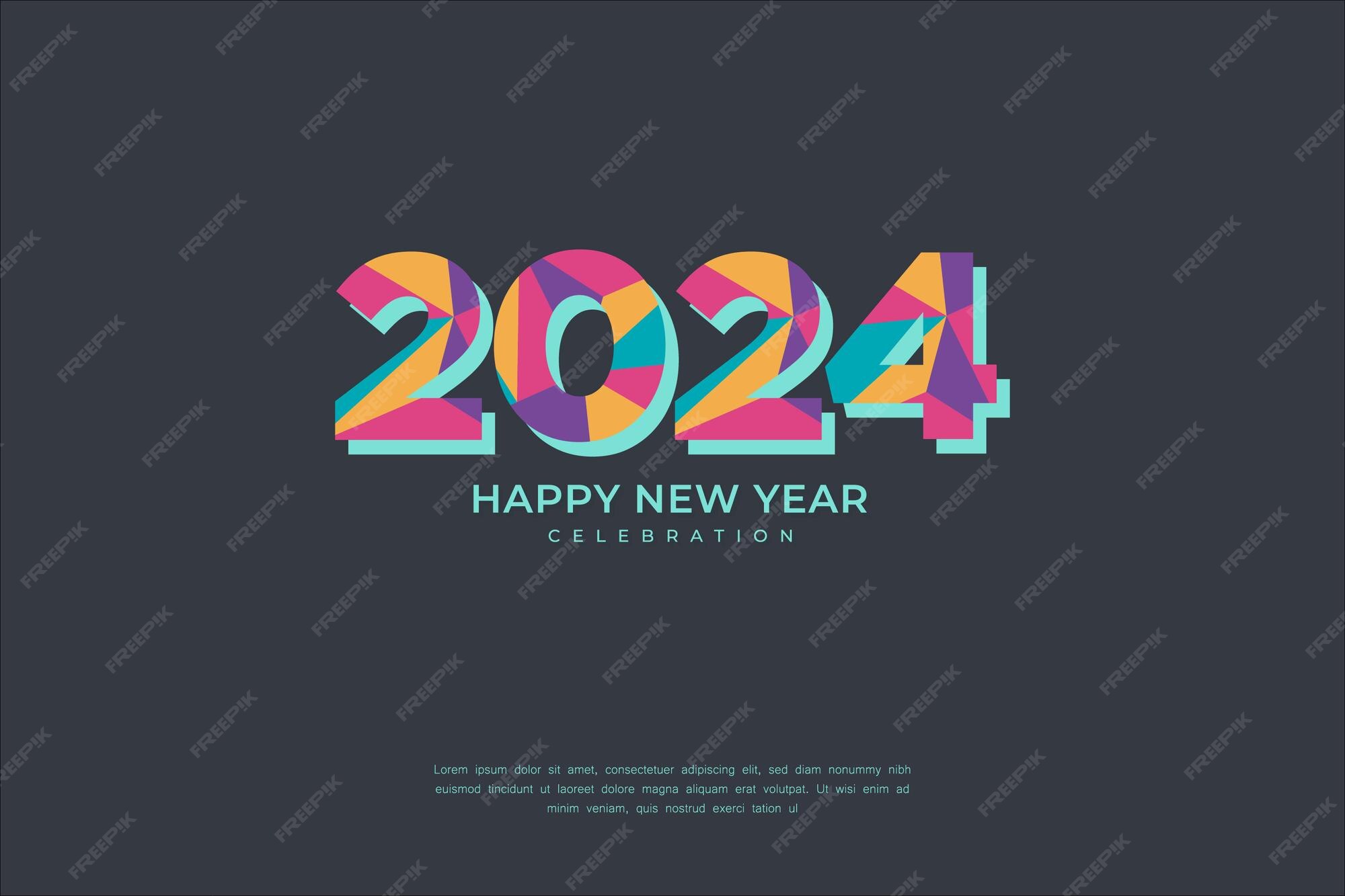 Happy new year 2024 праздничное реалистичное украшение celebrate 2024