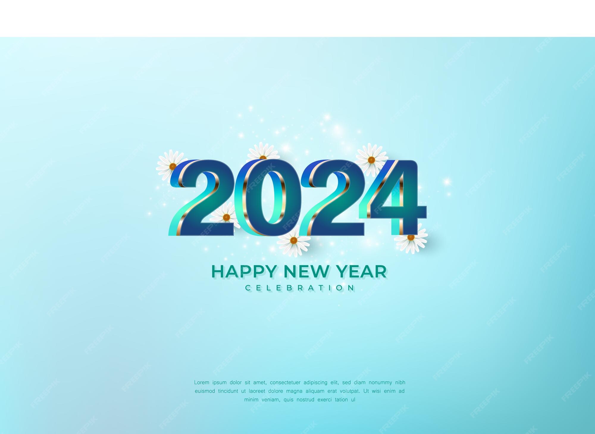 Premium Vector Happy New Year 2024 festive realistic decoration Celebrate 2024 party