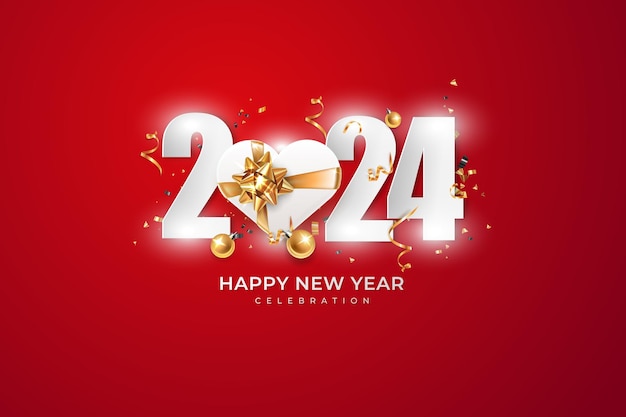 Happy New Year 2024 festive realistic decoration Celebrate 2024 party