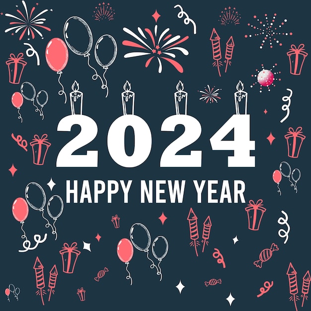 Happy new year 2024 flyer bannar vector design