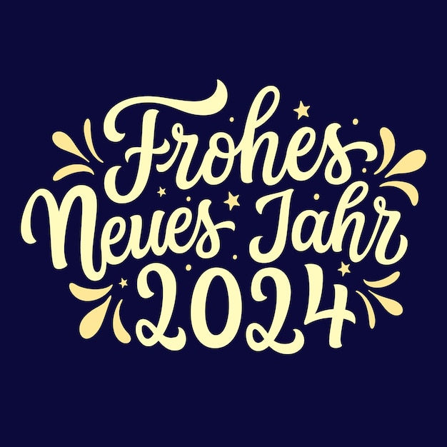 Vector happy new year 2024 in german hand lettering