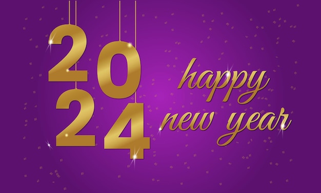 happy new year 2024 gold text effect