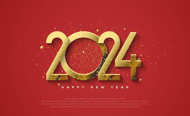 Happy new year 2024 golden golden assistance with unique and luxurious numbers premium vector design for posters banners calendar and greetings