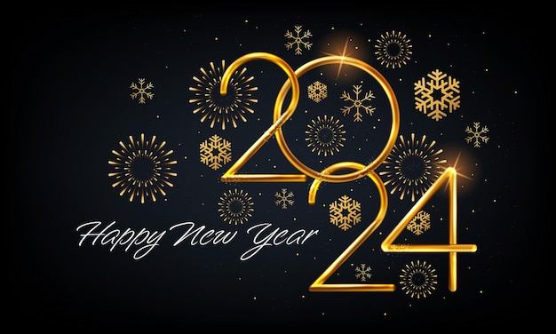 Happy new year 2024 golden numbers 2