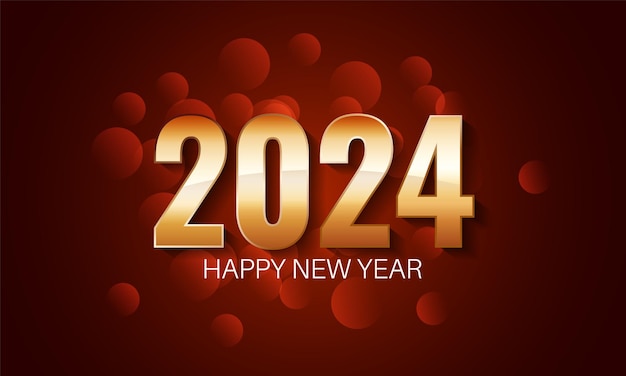 Buon anno 2024 disegno di banner tipografico d'oro