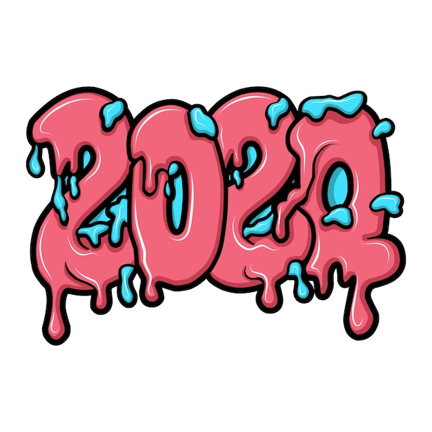 happy new year 2024 graffiti typography art illustration