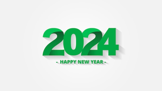 Vector happy new year 2024 green and white text design vector