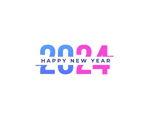 Vettore felice anno nuovo 2024 illustrazione del logo del banner di sfondo di saluto