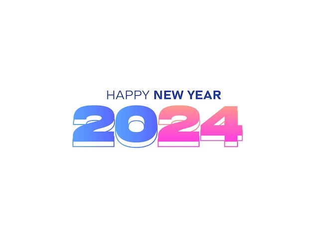 Vettore felice anno nuovo 2024 illustrazione del logo del banner di sfondo di saluto
