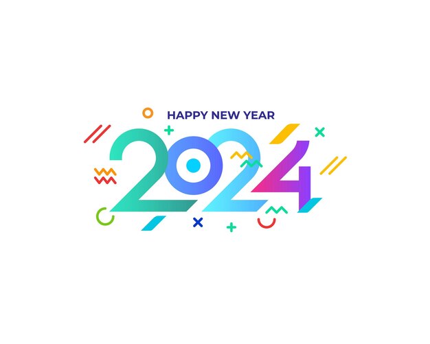 Vector happy new year 2024 greeting background banner logo illustration