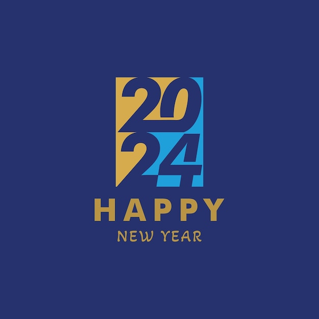 Vettore felice anno nuovo 2024 illustrazione del design del logo del banner di auguri vettore creativo e colorato del nuovo anno 2024