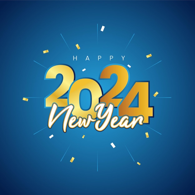 Happy new year 2024 greetings card design for social media print and web banner