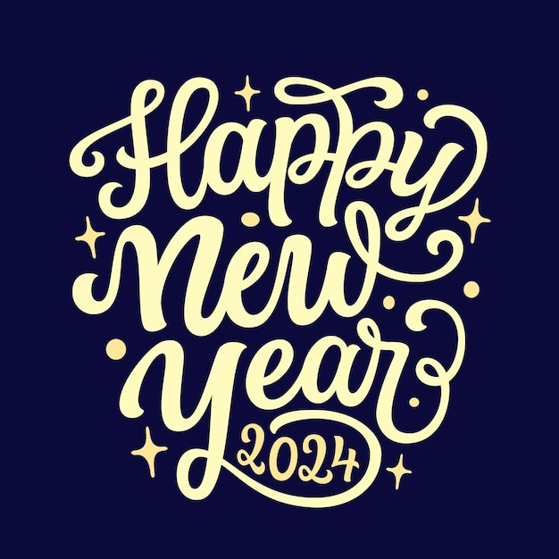 Vector happy new year 2024 hand lettering