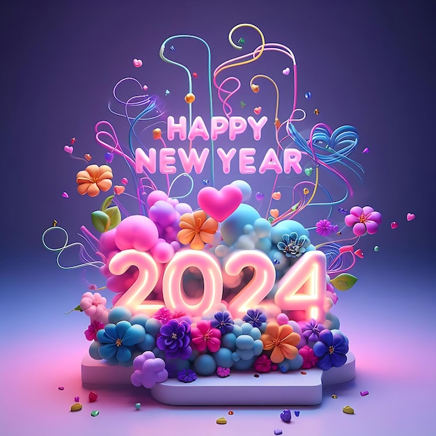 Premium Vector Happy New Year 2024 Holiday design for greeting card