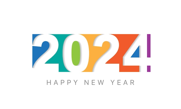 Happy new year 2024 horizontal banner Brochure or calendar cover vector design template