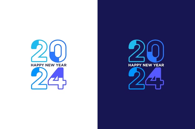 Vettore felice anno nuovo 2024 illustrazione 2024 design con numeri univoci