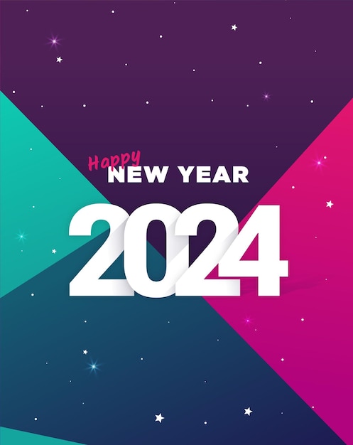 Vector happy new year 2024 invitation banner social media gift card celebration