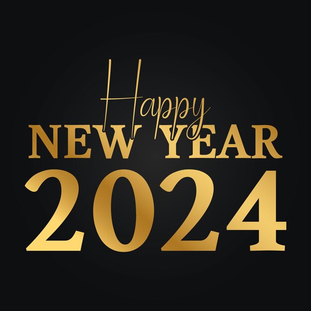 Happy new year 2024 lettering with golden color vector illustration