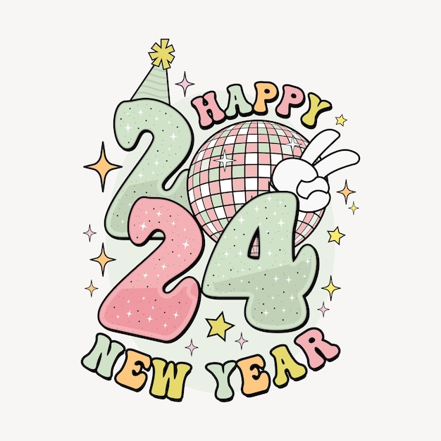 Happy New Year 2024 Logo Greeting concept for 2024 new year celebration