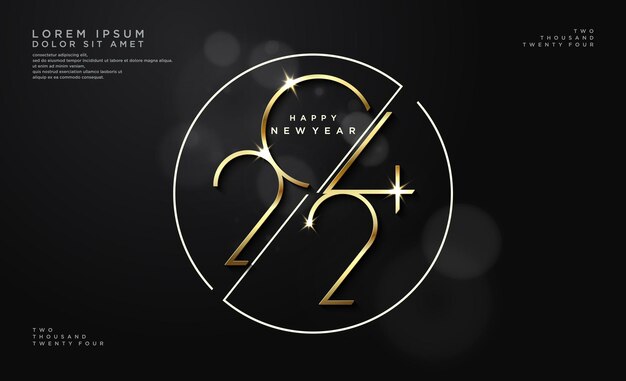 Happy new year 2024 luxury and shiny golden numeral design