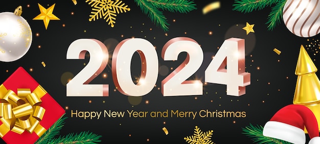 2024年あけましておめでとうございます クリスマスバナー