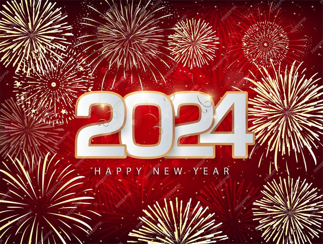 Felice anno nuovo 2024 buon natale Vettore Premium