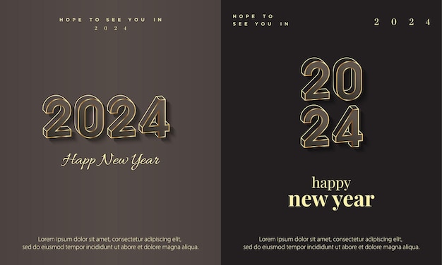 Vector happy new year 2024 minimalist style card collection premium background for banners posters or cal