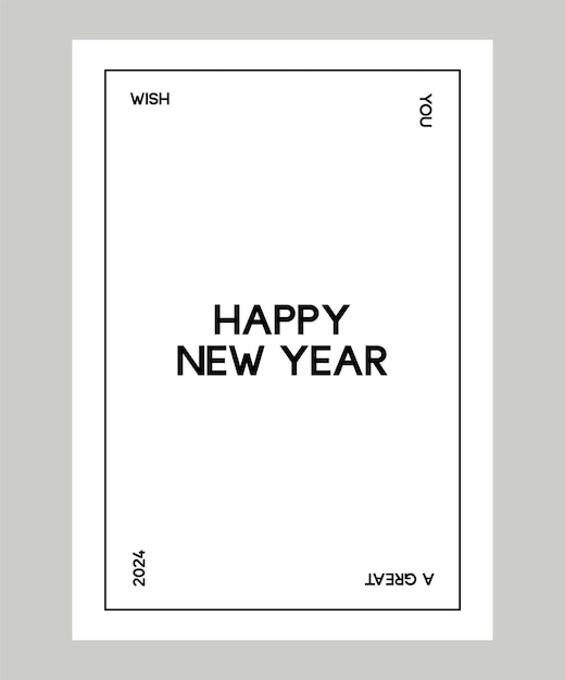 Felice anno nuovo 2024 design minimalista della carta set per poster di carte di copertina del branding modello di carta