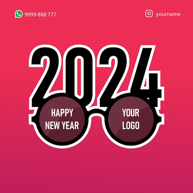 Premium Vector Happy new year 2024 optical glasses new year poster