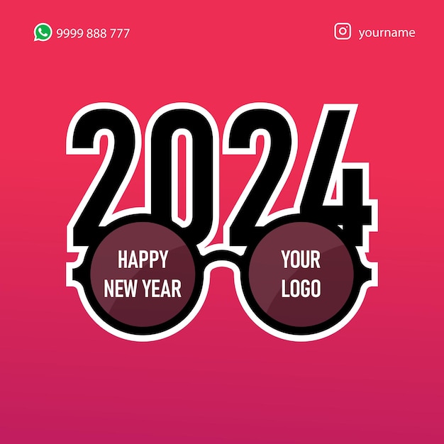 Happy new year 2024 optical glasses new year poster New year Vector 2024