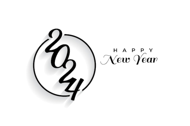 Vector happy new year 2024 outline typography text logo design