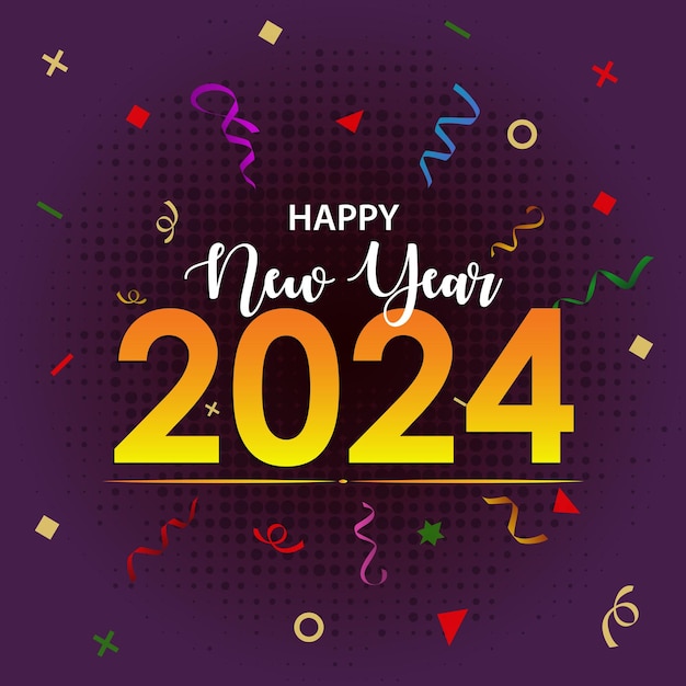 Illustrazione vettoriale di happy new year 2024
